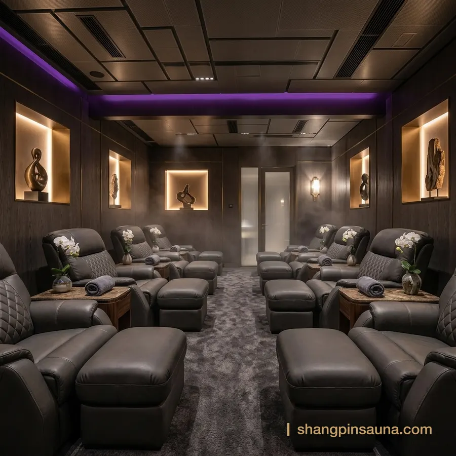 尚品國際水療澳門路氹 — 休息大堂・躺椅成排